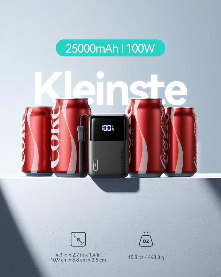 INIU Power Bank, 100W 25000mAh Powerbank Klein Aber Stark Phone & Laptop Externe Handyakkus USB C In