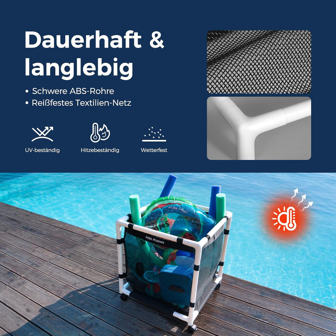 Pool-Aufbewahrungsbehälter, 170 Liter, 62 x 62 x 67 cm,Halter für Nudeln, Spielzeug, Schwimmer, Hand