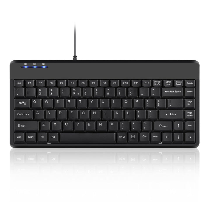 Perixx PERIBOARD-409 Mini Wired Keyboard - USB - US English Layout - Piano Black Finish - 315x147x20