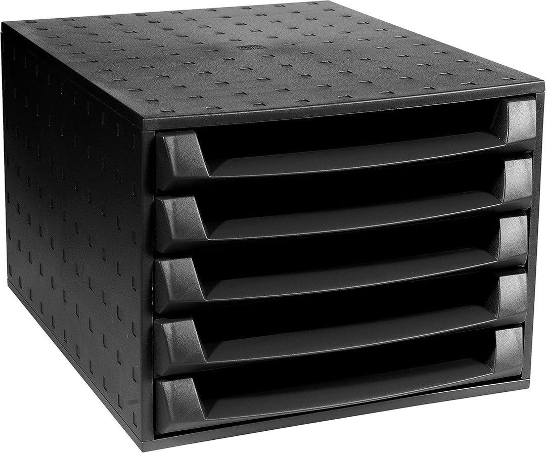 Exacompta 221014D Premium Ablagebox mit 5 offenen Schubladen für DIN A4+ Dokumente. Belastbare Schub