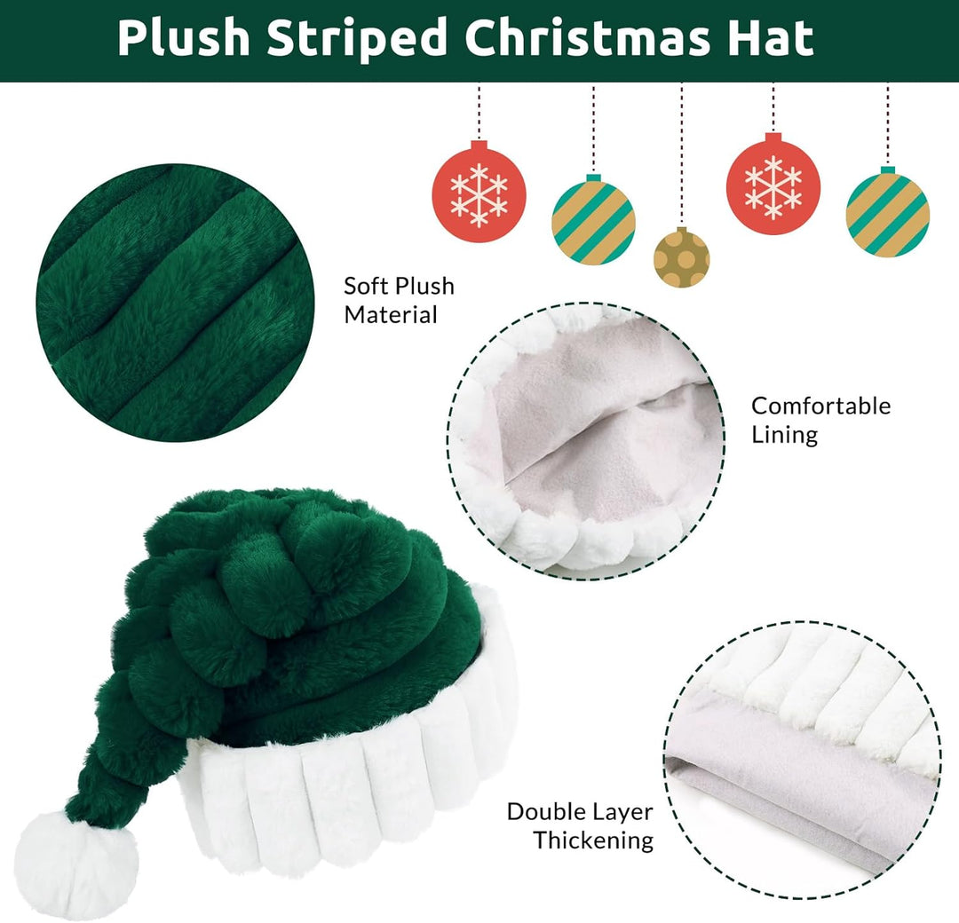 Weihnachtsmütze Nikolausmütze für Erwachsene Warm Plüsch Rand Weihnachtsmann Mütze Santa Mütze mit K