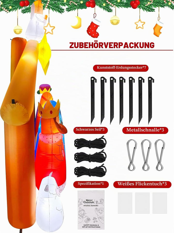Kalolary 12,5 Fuss Aufblasbare Weihnachtskrippe, Weihnachten Aufblasbar Geburt Jesu Szene mit Stern