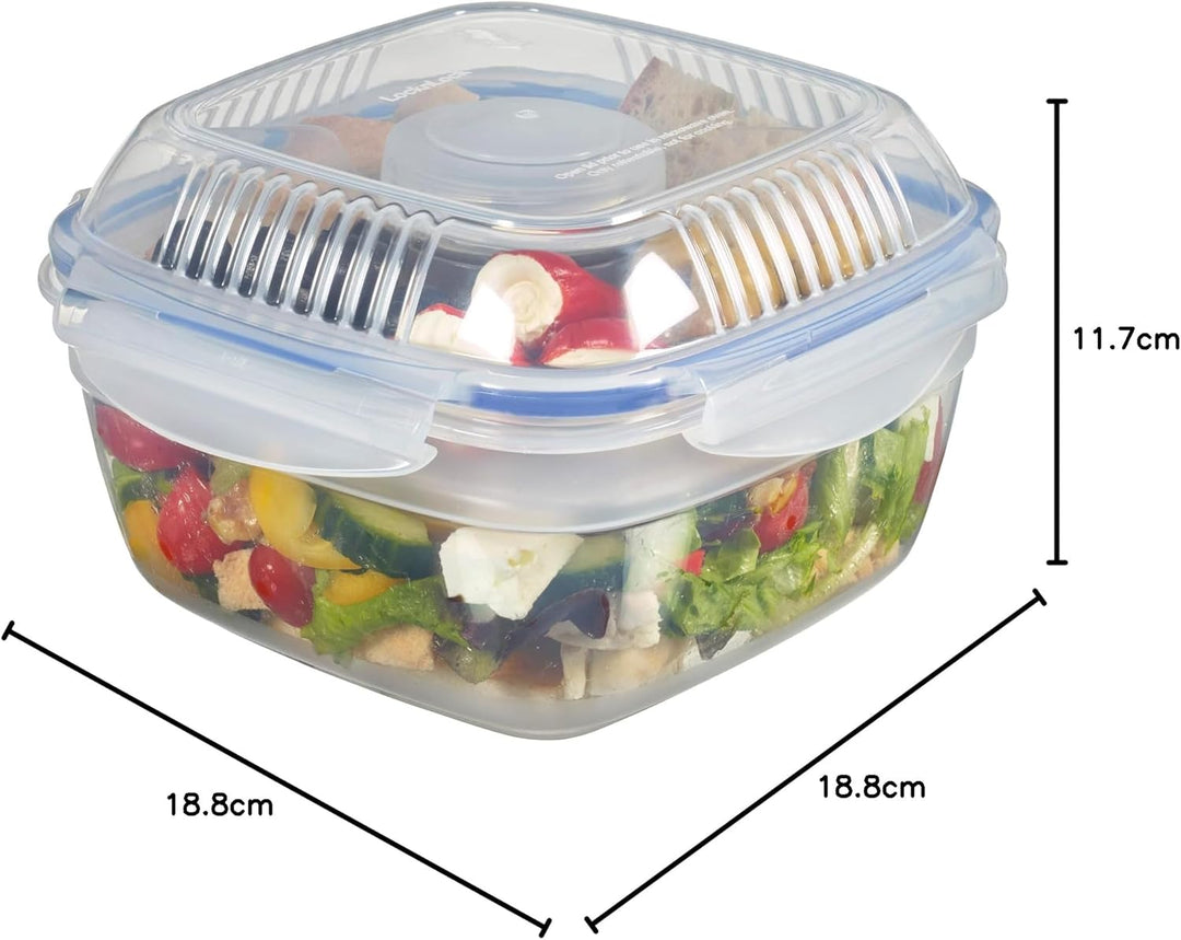 Lock & Lock Salat-to-go Brotdose aus Kunststoff – Salat Lunchbox mit Topping Einsatz und Dressing Be