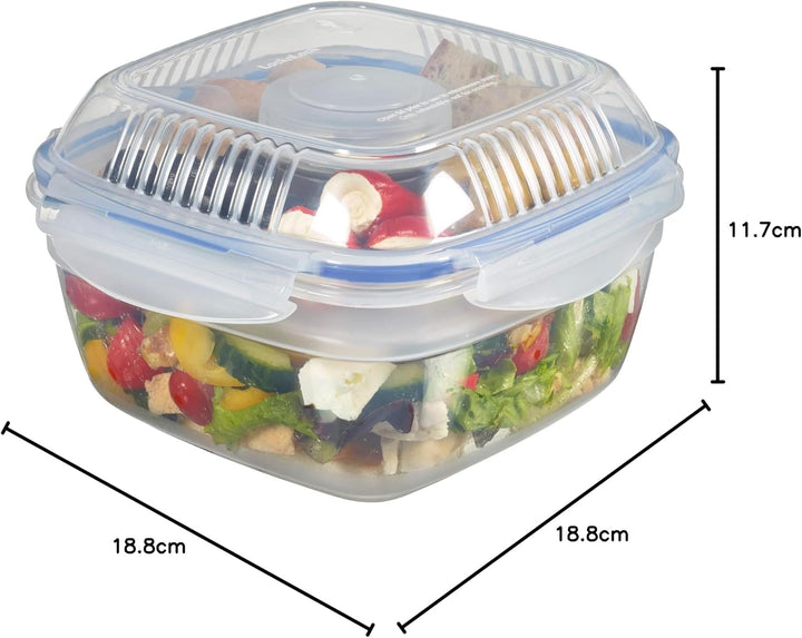 Lock & Lock Salat-to-go Brotdose aus Kunststoff – Salat Lunchbox mit Topping Einsatz und Dressing Be