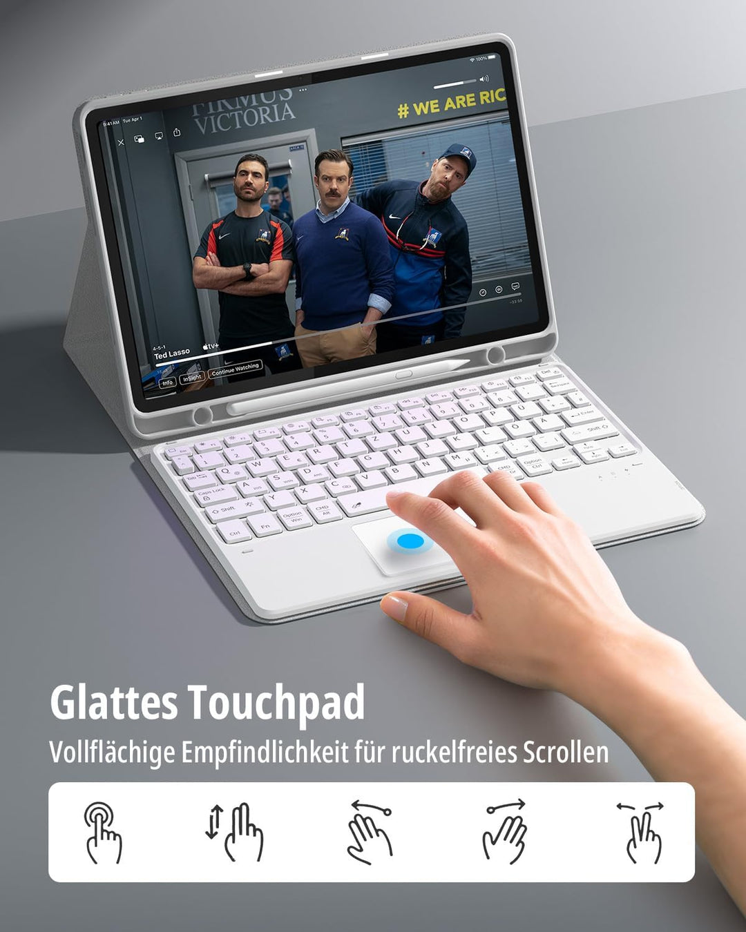 CACOE Tastatur Hülle für Lenovo Idea Tab 2025 11 Zoll (TB-336ZU TB-336FU) mit Touchpad, 7-Farbige Hi