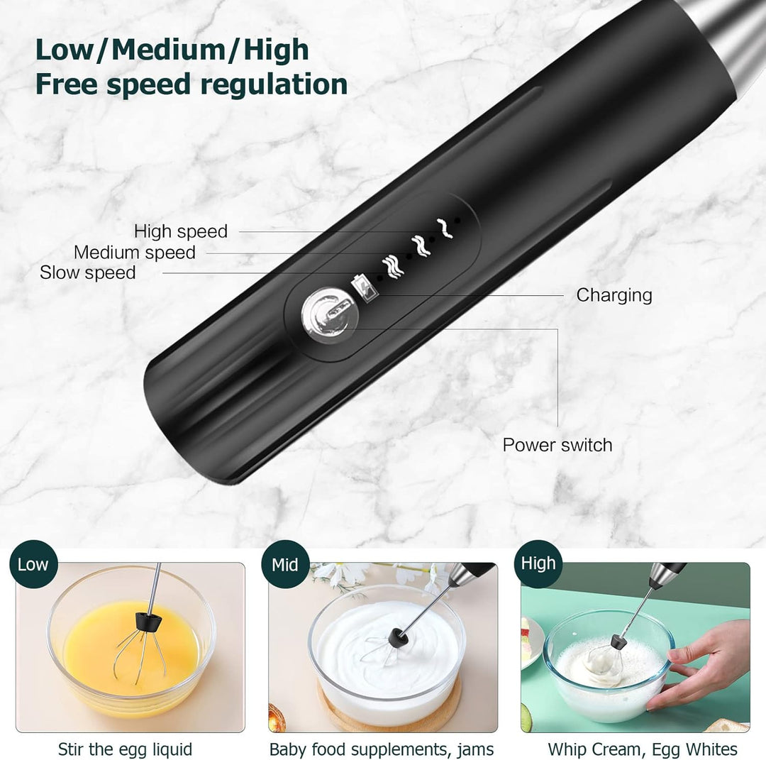 Milchaufschäumer Elektrisch Stab,USB Wiederaufladbar Milchschäumer Elektrisch, elektrischer Schneeb
