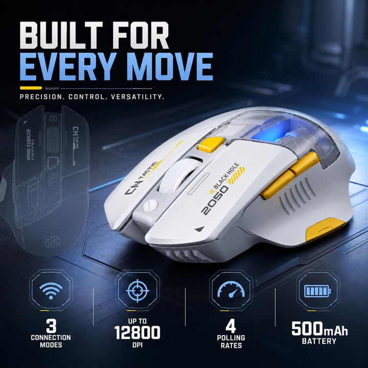 INPHIC A9 Explorer Bluetooth-Maus, Dual-Mode Bluetooth 5.0/2.4G, 2400 DPI, sichtbare Batterieanzeige