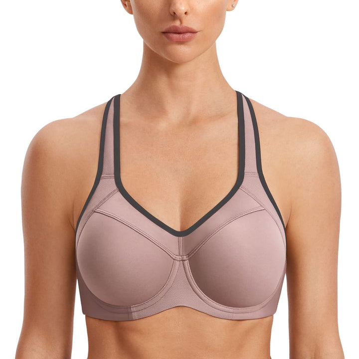 SYROKAN Damen Sport BH Starker Halt- Bügel Push Up Ringerrücken Gepolstert Fitness BH 70E Backstein,