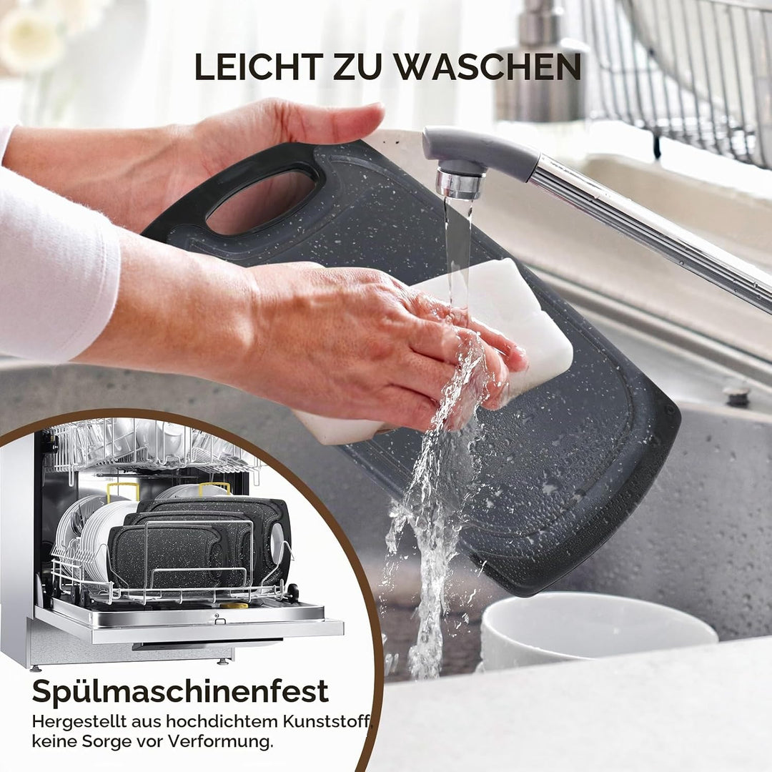 Romon Schneidebrett Kunststoff, 3 Stücke Schneidebretter Rutschfeste Griffe Cutting board, Chopping