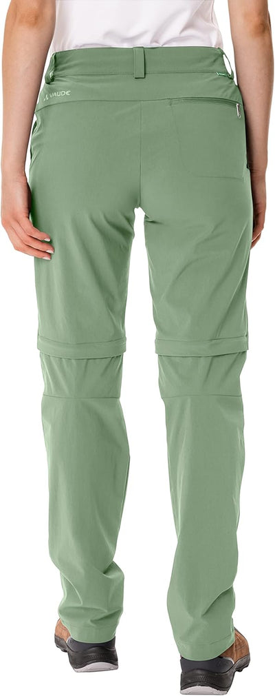 VAUDE Wanderhose Damen Farley Stretch Zip-Off Hose II, Grün - 42, wasserabweisende Zip-Off Trekkingh