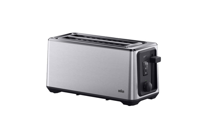 Braun Langschlitz-Toaster – 2 extralange Schlitze, 8 Bräunungsstufen, Auto-Zentrierung, Reheat+ & De