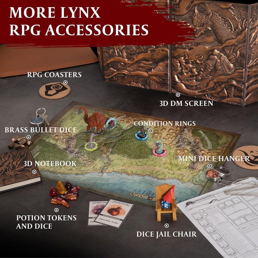 DND DM Screen 5e – D&amp;D Spielleiterschirm zum Verbergen deiner Würfel, Karten und Bücher - Vollfarbig