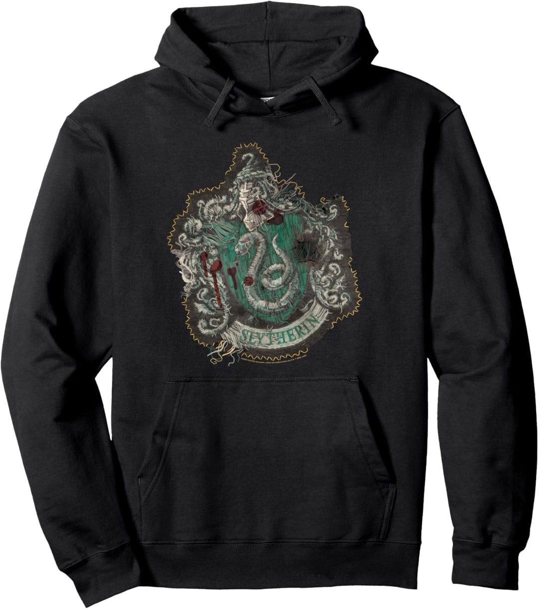 Harry Potter Slytherin Knitted Patch Damaged Pullover Hoodie