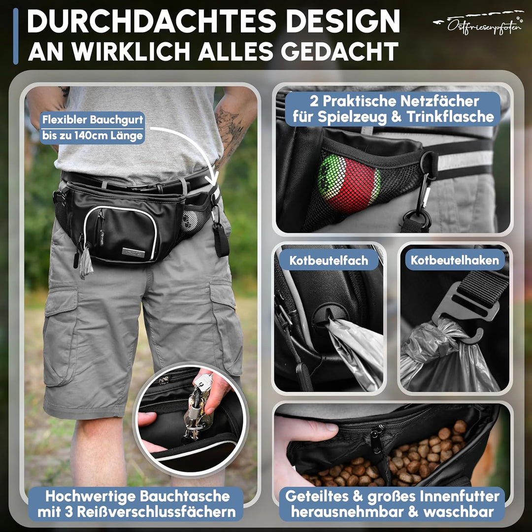 Ostfriesenpfoten® Leckerli-Bauchtasche 'Talea' für Hunde aus Kunstleder mit Einhandmagnetverschluss