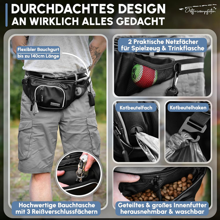 Ostfriesenpfoten® Leckerli-Bauchtasche 'Talea' für Hunde aus Kunstleder mit Einhandmagnetverschluss