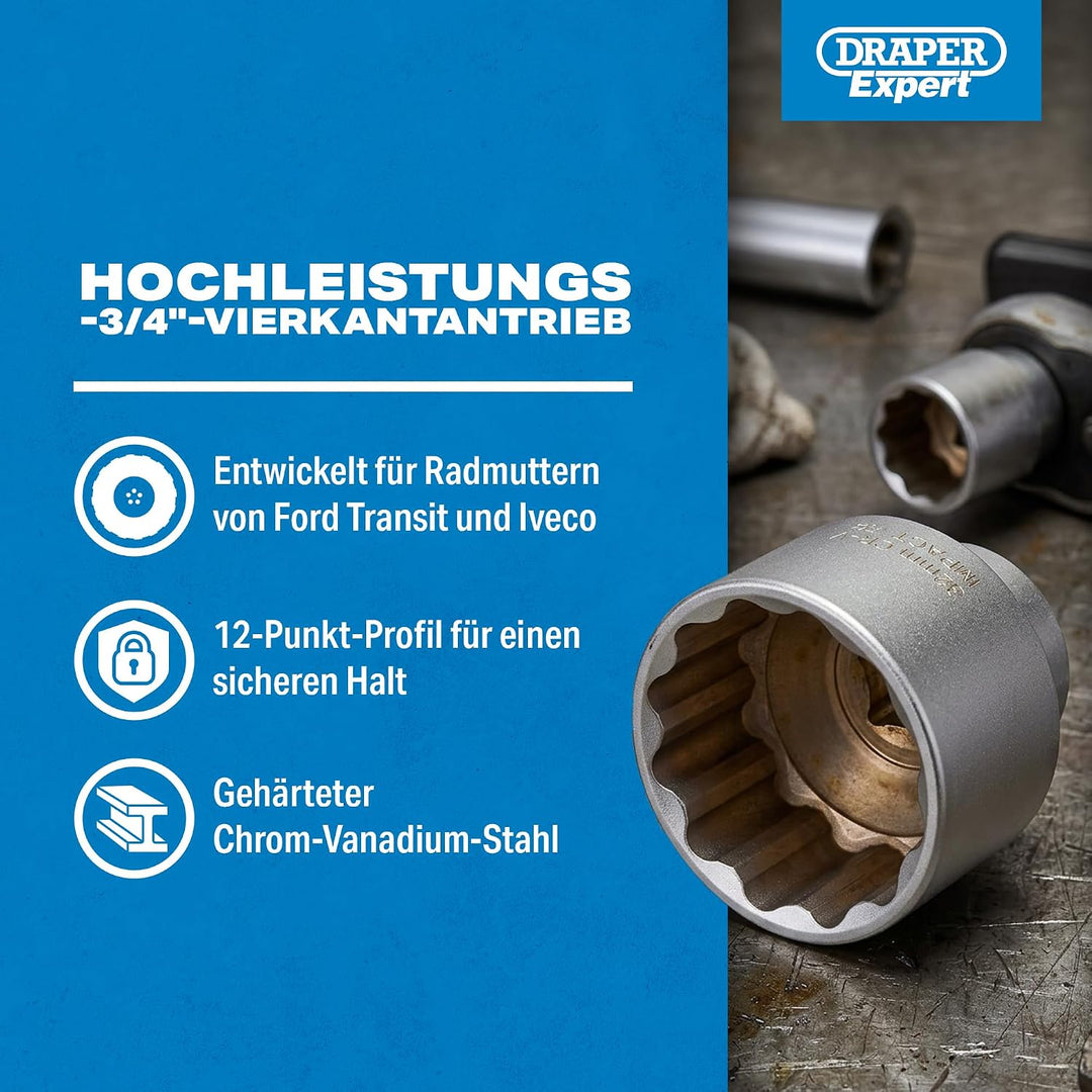 Draper Expert 39049 Schlagsteckschlüssel 65 mm 3/4'' Vierkantantrieb, für Radmuttern
