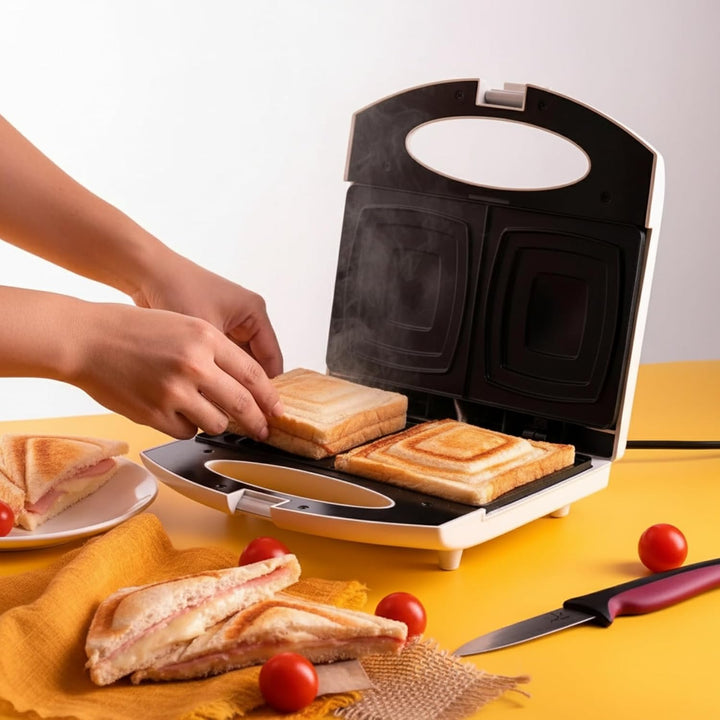 Jata JESW1232 Sandwichtoaster mit Antihaftplatten, 2 ganze XXL Sandwiches, Perfekte Abdichtung, Schn