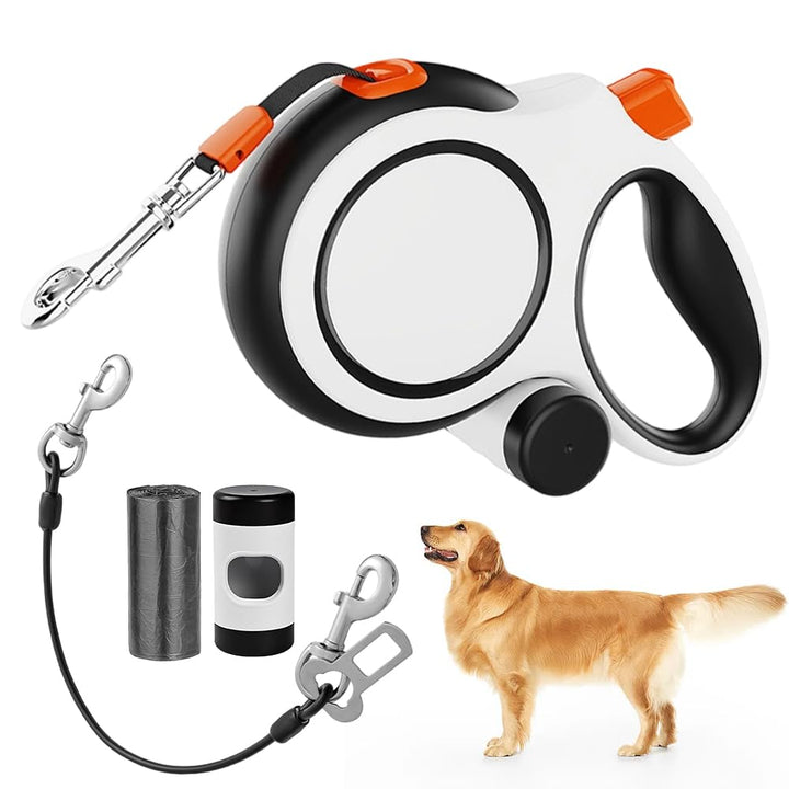 Einziehbare Hundeleine 8m, 360° Anti Verwicklungs Design, Rollleine mit Beissschutz und Kotbeutelspe