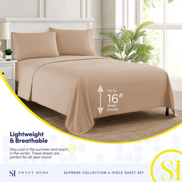 Sweet Home Collection Fadenzahl 1800, weiche ägyptische Qualität, gebürstete Mikrofaser Laken – Luxu