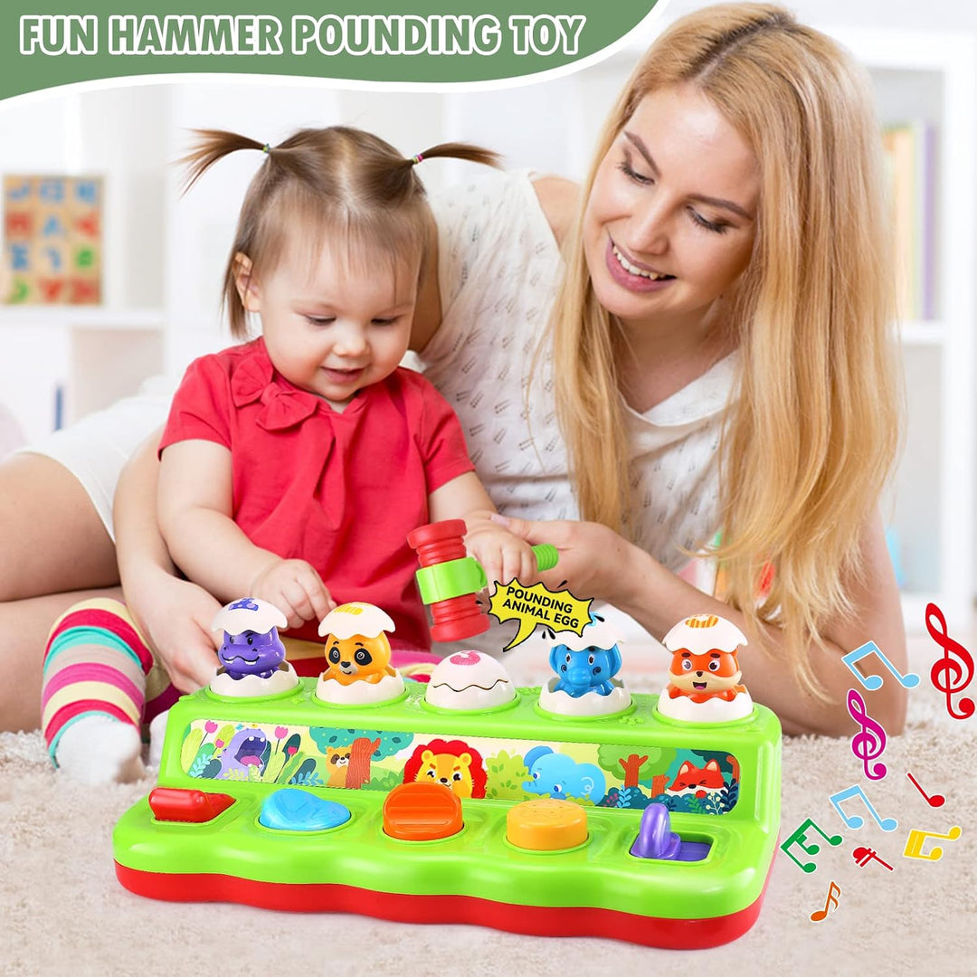 Yerloa Baby Spielzeug ab 1 Jahr – Montessori Klopfspielzeug mit Hammer, Musik &amp; Licht – Interaktives