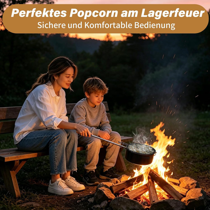 Popcorn Maker Lagerfeuer aus Kohlenstoffstahl, Antihaft Outdoor Popcorn-Pfanne für Lagerfeuer mit Hi