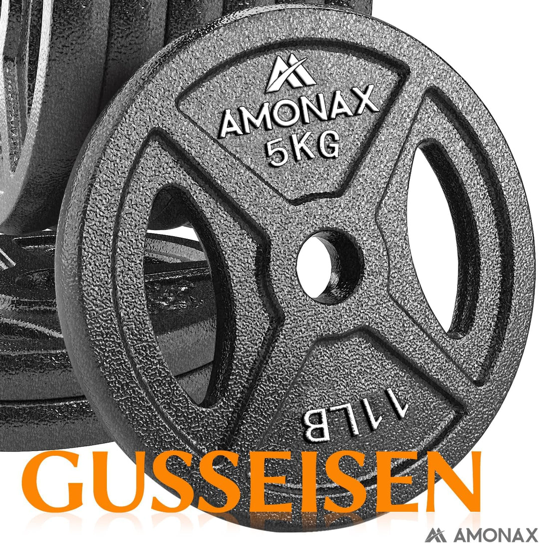 Amonax Hantelscheiben Set, 2,5kg, 5kg, 10kg Hantel Set für 25mm & 50mm Olympia Gewichte Hantel Bar,
