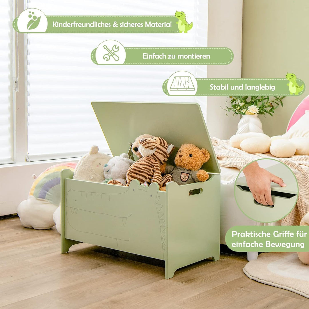 DREAMADE Spielzeugkiste aus Holz, 60x33x37,5cm, Sitzbank für Kinder, Spielzeugtruhe mit Stauraum und