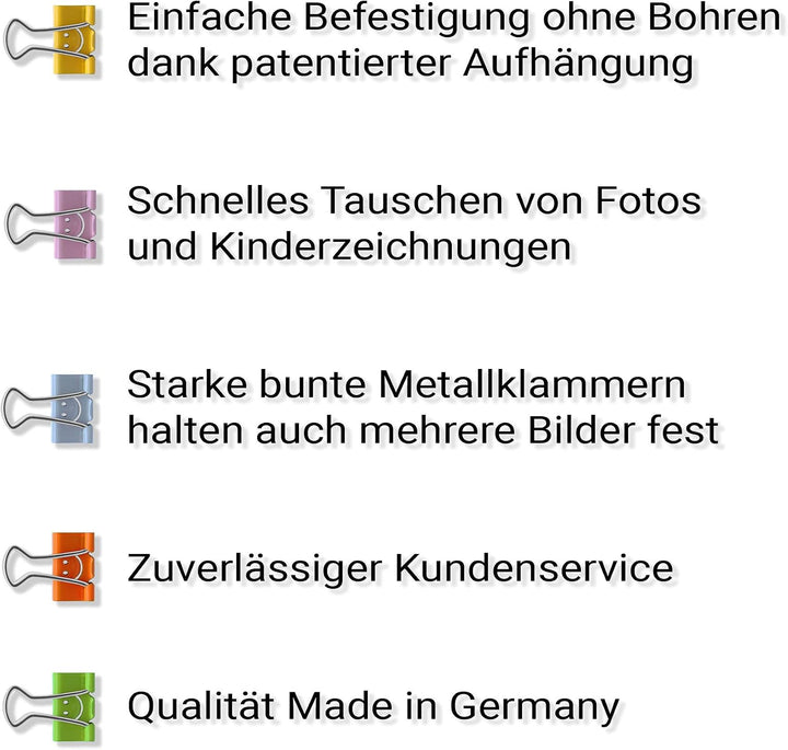 Fotoseil mit bunten Metall-Klammern - 120 cm &amp; 12 Klammern im Smiley-Design in den Farben Blau, Gelb