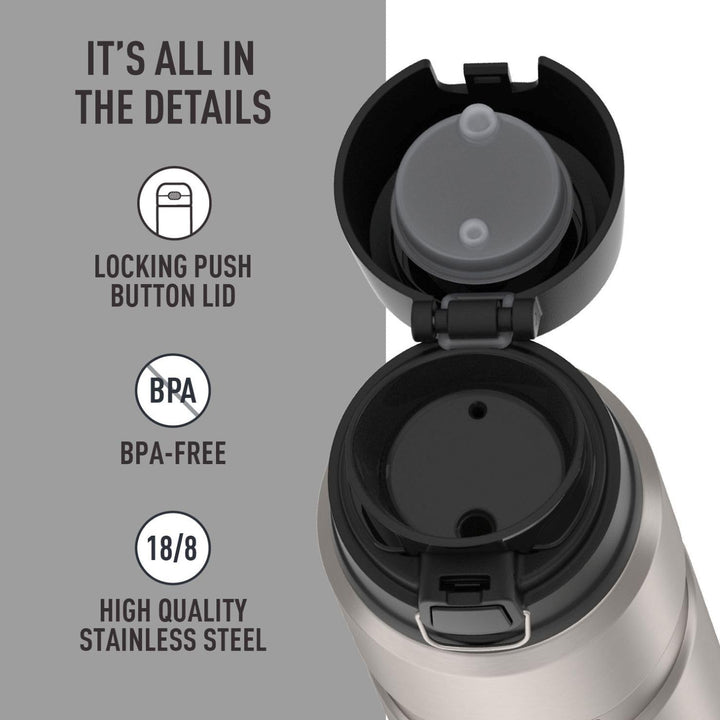 Thermos Stainless King 24 Ounce Drink Bottle, Matte Black, edelstahl, SK4000STTRI4 Matter Stahl, Mat