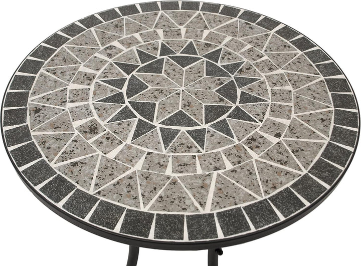 DEGAMO Bistrotisch Mosaiktisch Siena 60cm rund, Gestell Metall schwarz, Tischplatte aus Keramik in M