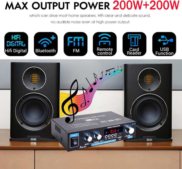 WOOPKER AK35 HiFi-Verstärker, Bluetooth 5.0 Mini Verstärker HiFi Stereo Heimkino Stereo av Receiver