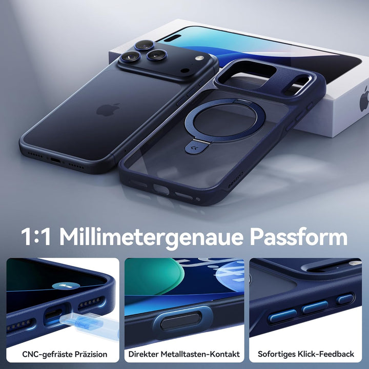 CASEKOO für iPhone 17 Pro Hülle für MagSafe [mit Ständer] [Kameraschutz & Militärschutz] Stossfeste