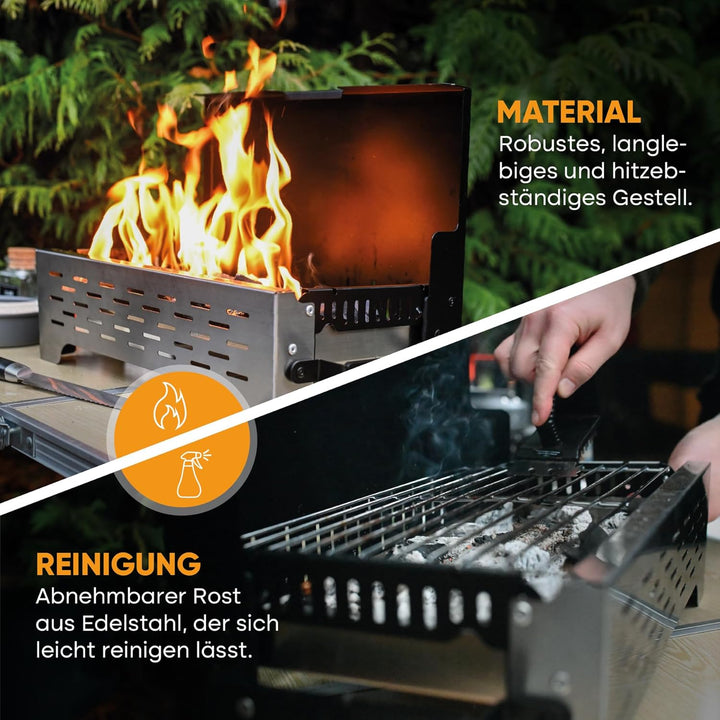SCHNEIDERFREUDE Premium Camping-Grill: Der Klappgrill mit Tasche für echte Grillfans - Designed und