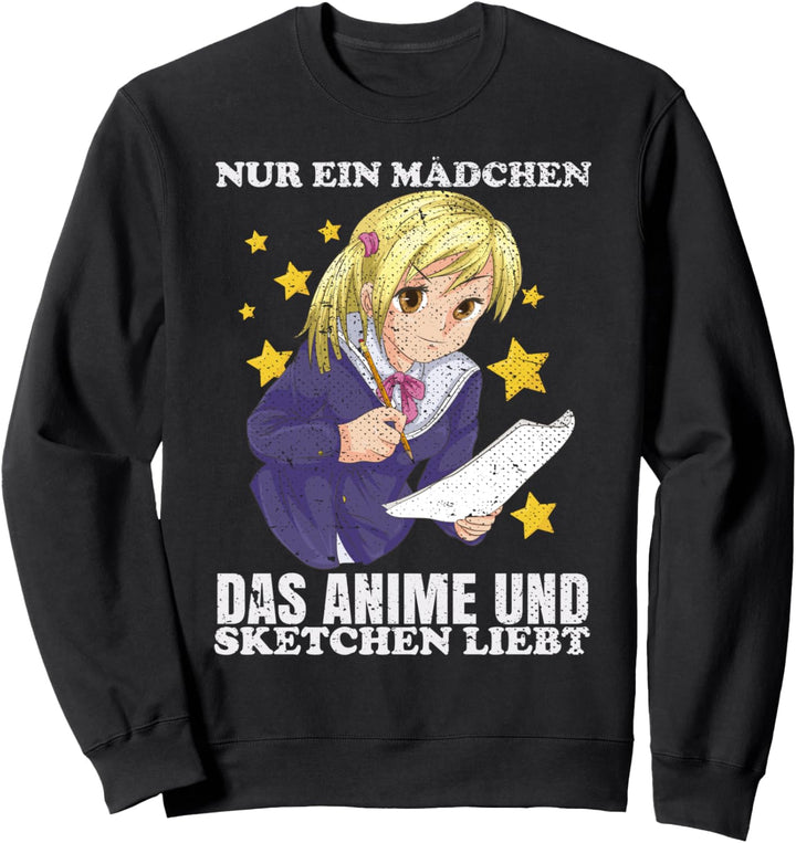 Nur ein Mädchen das Anime und Sketchen liebt Manga Anime Sweatshirt