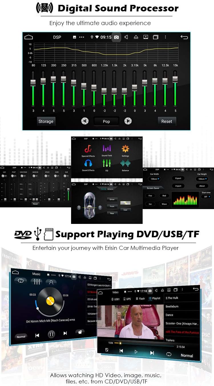 erisin Autoradio GPS Sat Nav DAB + Radio Touchscreen für VW Passat CC B6 B7 8-Core 10.1 Zoll Android