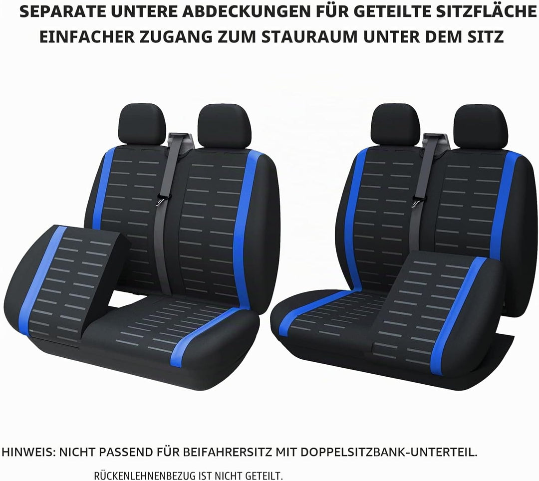 TOYOUN Universal Sitzbezüge Auto für Transporter LKW - Kompatibel mit Geteilter Basis Sitzunterseite