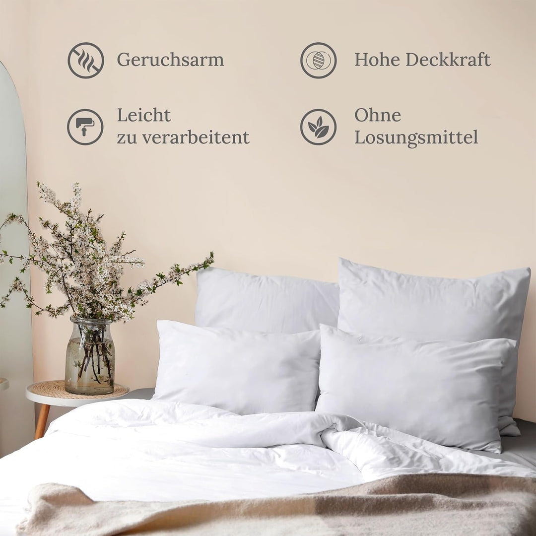 Preismaxx Profiweiss Wandfarbe beige 2,5L, hohe Deckkraft, Dispersionsfarbe innen, Innenwandfarbe Ra