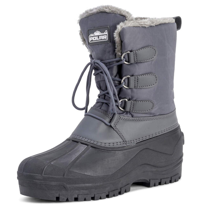 Polar Herren Dreck Schnüren Short Nylon Winter Schnee Regen Schnüren Wasserdicht Duck Stiefels, Grau