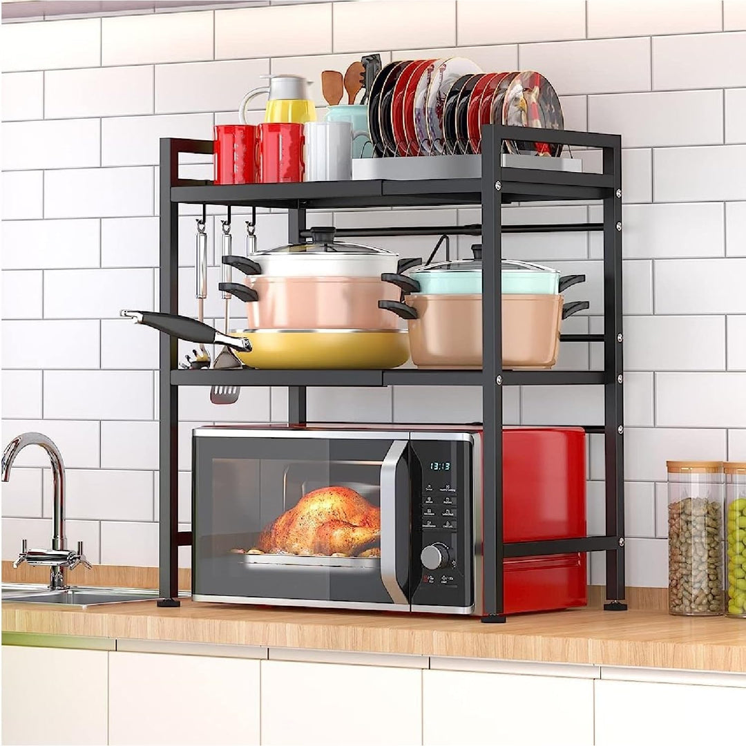 LUHWYJA Erweiterbar Mikrowellenofen Rack, Mikrowelle Regal Verstellbare Mikrowellenhalter Organizer