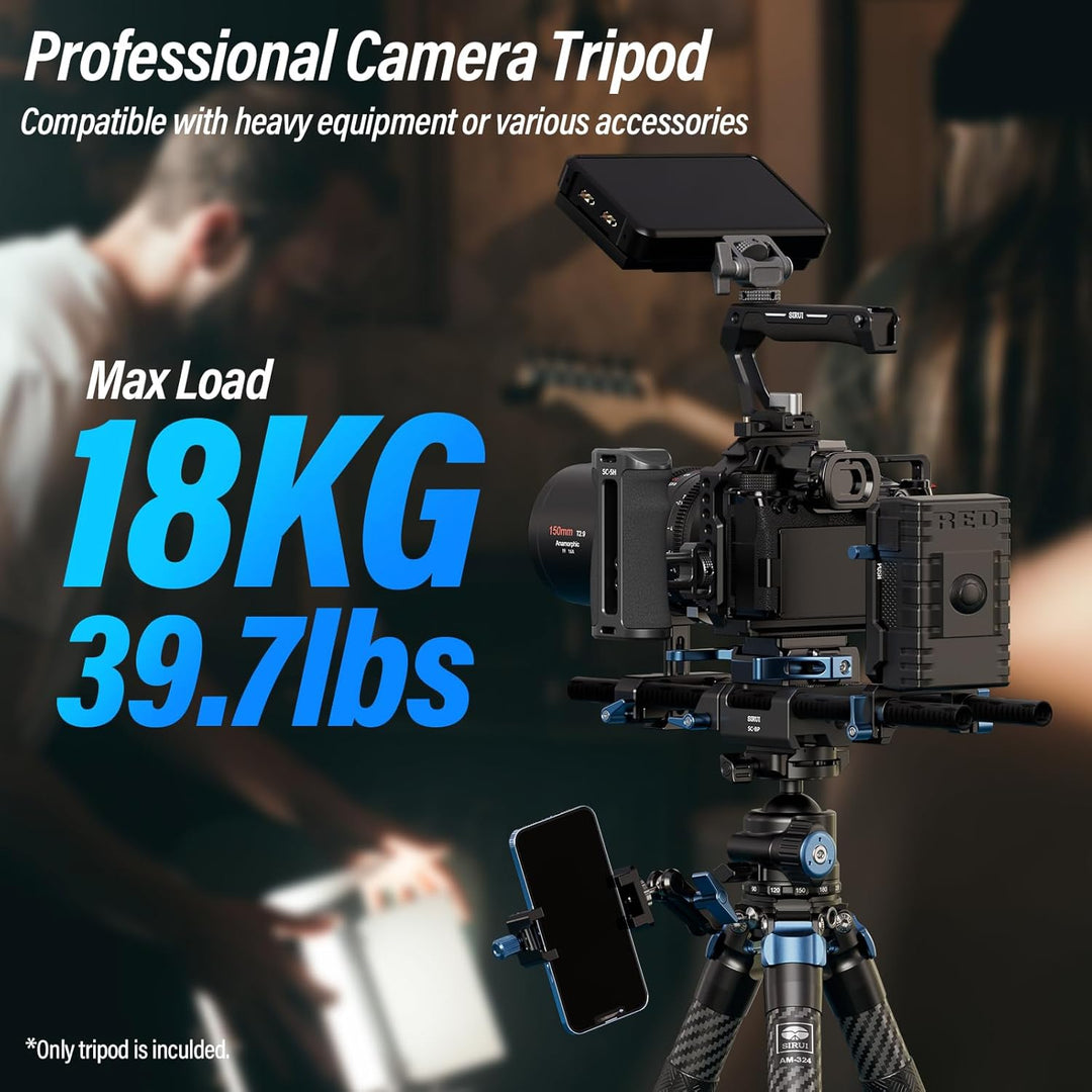 SIRUI AM-324 Cabon Faser Kamerastativ Reisestativ Kohlefaser 144,8 cm, professionelles Robustes Drei