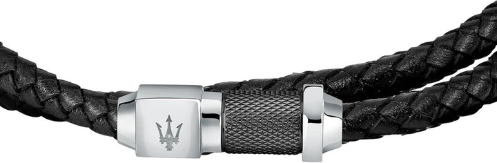 Maserati Recycled Leather Herren Armband - JM223AVE19 Schwarz, Schwarz