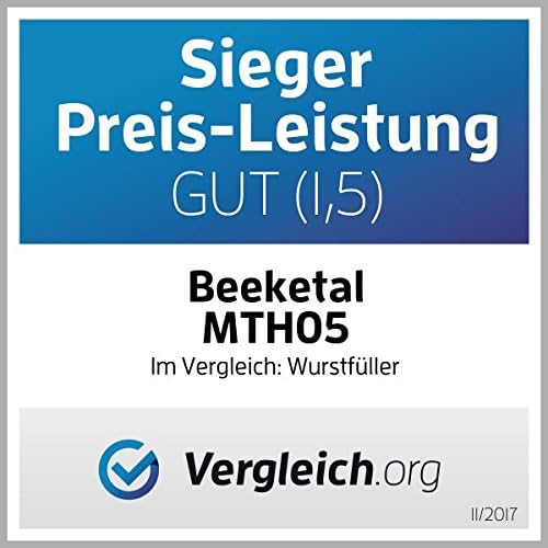 Beeketal 'MTH03' Profi Gastro Wurstfüllmaschine (3 Liter/horizontal) SGS-geprüft, Wurstfüller mit 2