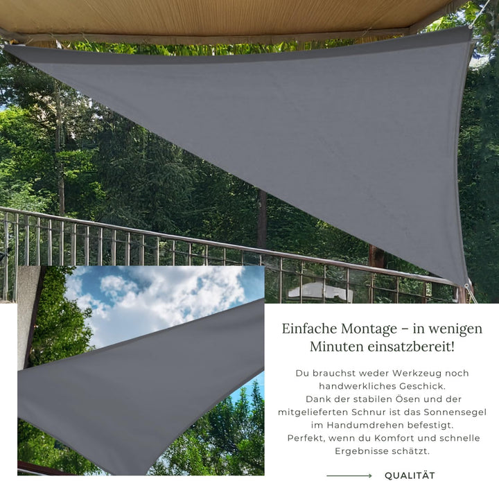 Tom'Shop Sonnensegel [Graphit, Quadrat 2x2m] wasserabweisend Sonnenschutz Wetterschutz Outdoor Wette
