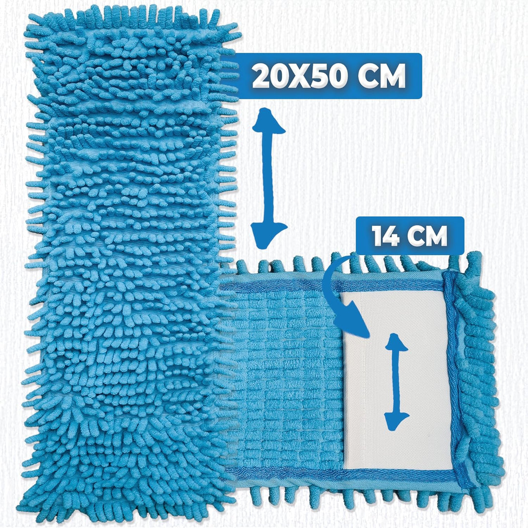 10x Profi Bodenwischer Ersatzbezug Chenille Wischbezug blau -50cm - Wischmopp Chenille aus Mikrofase