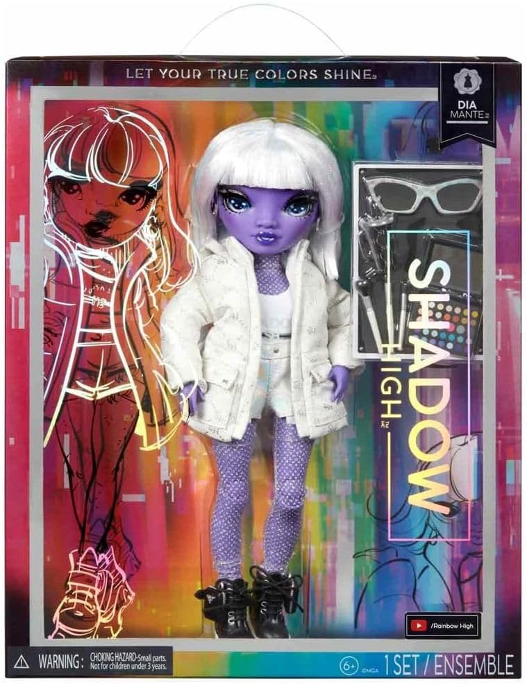 SHADOW HIGH Rainbow High Dia MANTE - Lila Modepuppe mit modischem Outfit und mehr als 10 bunten Spie