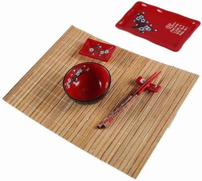 Lachineuse Set Ambiente japanische Mahlzeiten Rot,schwarz,weiss, Rot,schwarz,weiss
