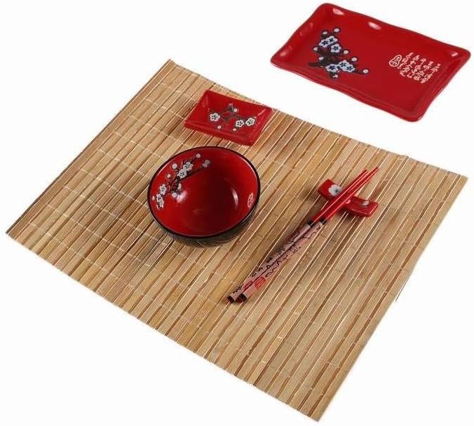 Lachineuse Set Ambiente japanische Mahlzeiten Rot,schwarz,weiss, Rot,schwarz,weiss