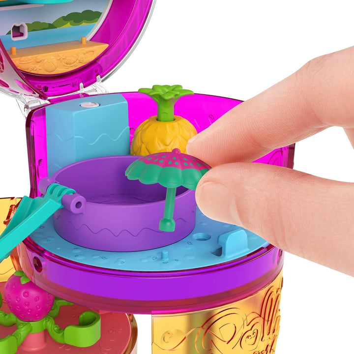 Polly Pocket HFP99 - Ausklappspass-Schatulle Fruchtsmoothie, Spielset in Form eines tropischen Fruch