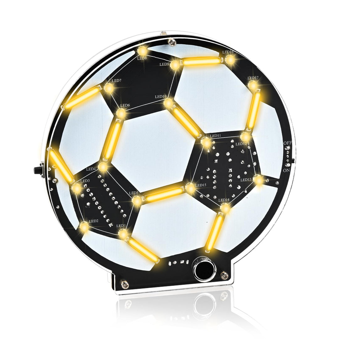 Fussball Lötbausatz LED Lampe, DIY MINT Lernset Elektronik Bausatz für Anfänger & Fussballfans, Soun