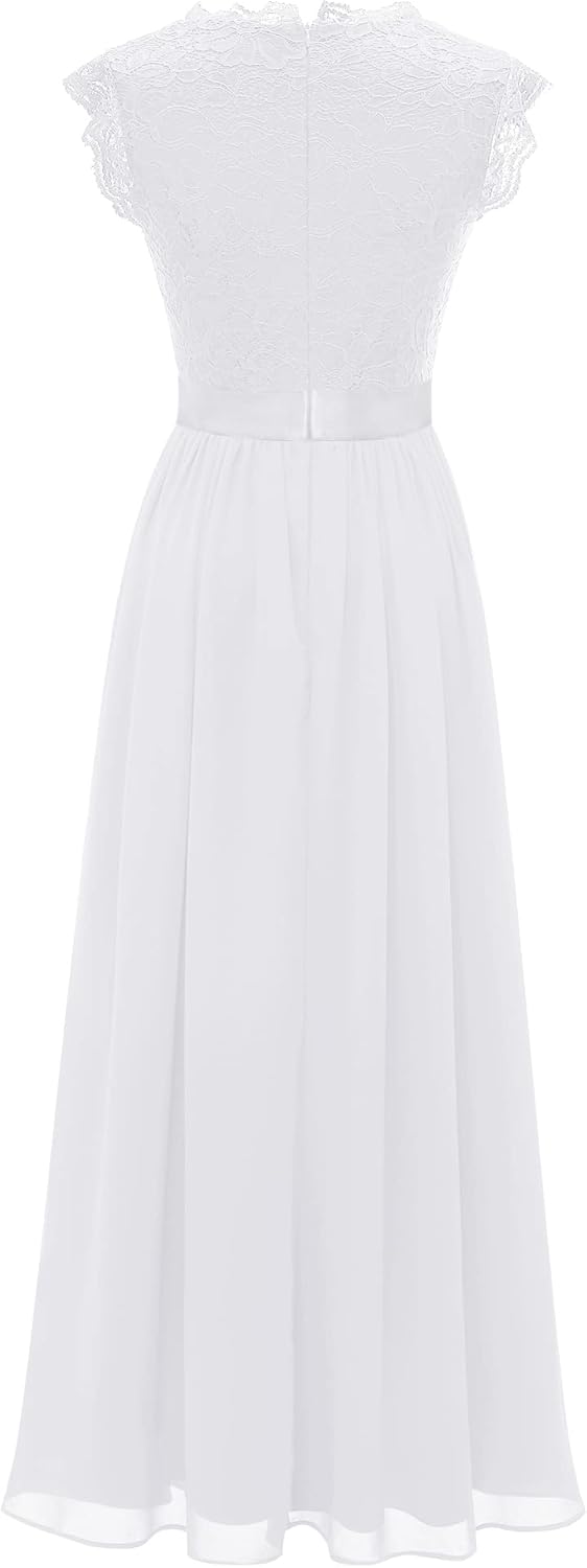 Dressystar Spitzen Cocktailkeid Elegant für Hochzeit Knielang Festlich Abendkleider Kurz XXL Band_we